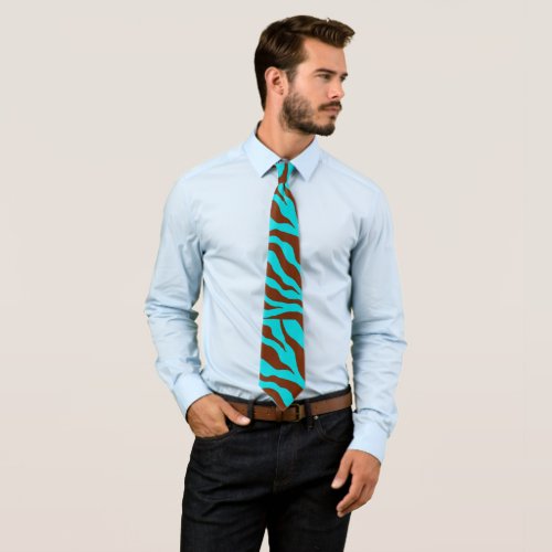  Retro Turquoise Zebra Print Tie