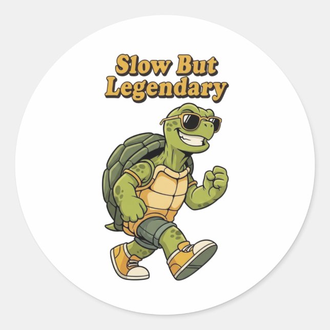 Retro Turtle Slow But Legendary Vinyl Sticker (Front)