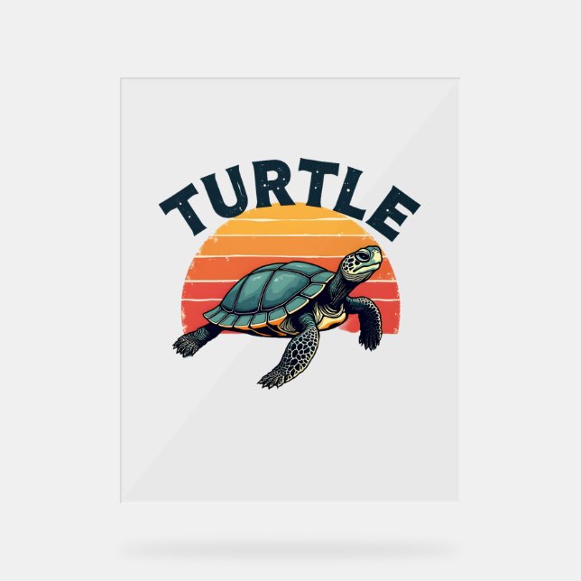 Retro Turtle T-Shirt Acrylic Sign (Front)