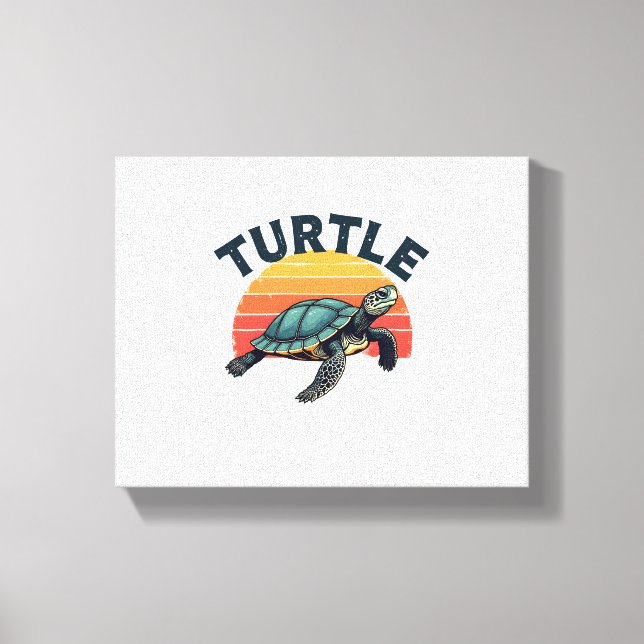 Retro Turtle T-Shirt Canvas Print (Front)