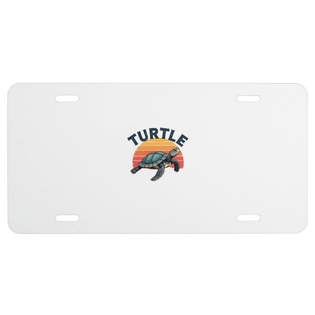 Retro Turtle T-Shirt License Plate (Front)