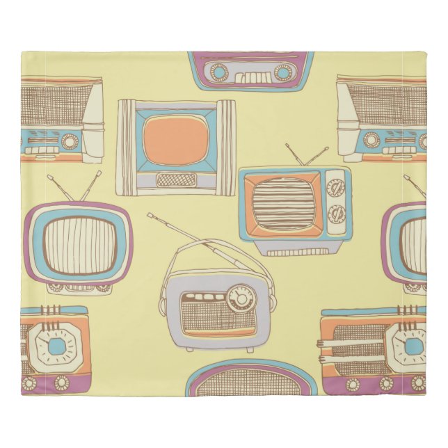 retro tv and radio. seamless pattern duvet cover (Front)