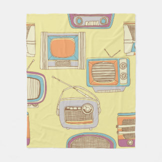 retro tv and radio. seamless pattern fleece blanket