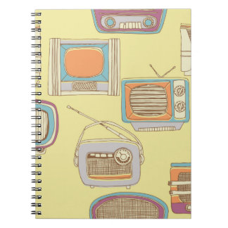 retro tv and radio. seamless pattern notebook