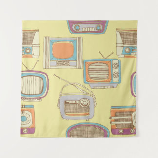 retro tv and radio. seamless pattern tapestry
