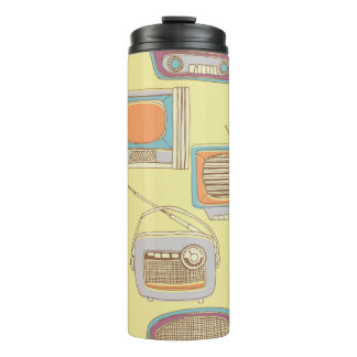retro tv and radio. seamless pattern thermal tumbler