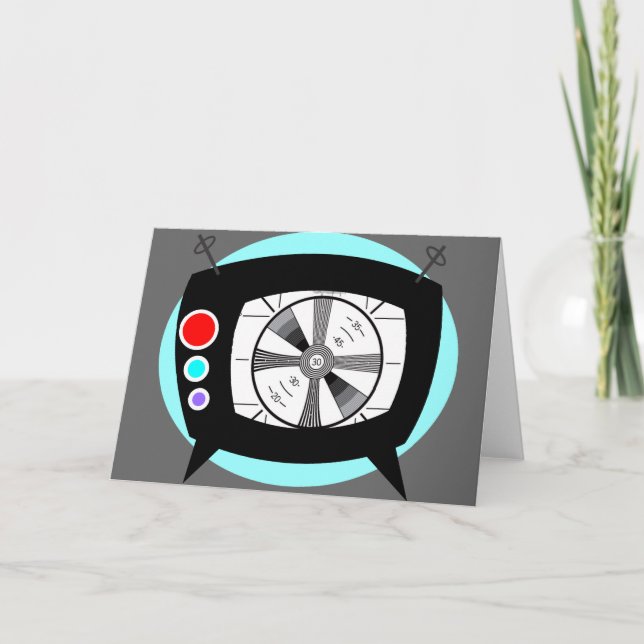 Retro TV and Test Pattern Card (Front)