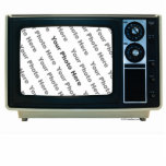 Retro TV Custom Frame Cutout<br><div class="desc">Add your own photo to this retro TV picture frame! Comes standard as a 5" x 7" (approximately) standup photo sculpture, but you can easily use the item options to make it bigger or smaller, or change it to a pin, a magnet, or a hanging ornament. Makes a very cool...</div>
