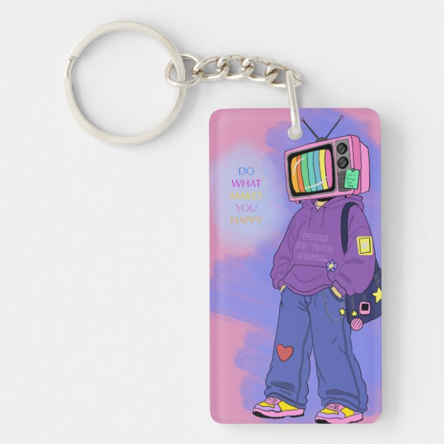 Retro tv dopamine keychain (Front)