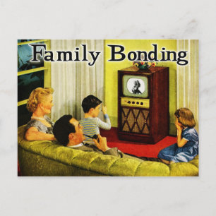 Retro TV Family Postcard (Family Bonding)