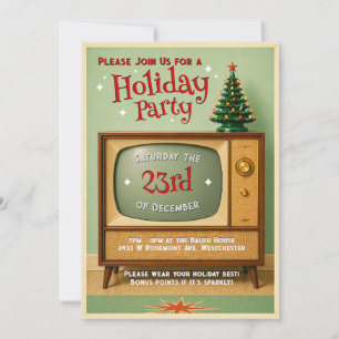Retro TV Holiday Christmas Party Invitation