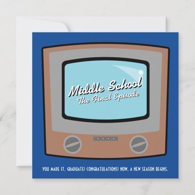 retro TV middle school GRADUATION congratulations  Card (Front)