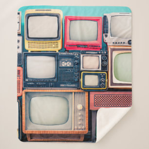 Retro TV receivers set from circa 60s, 70s and 80s Sherpa Blanket