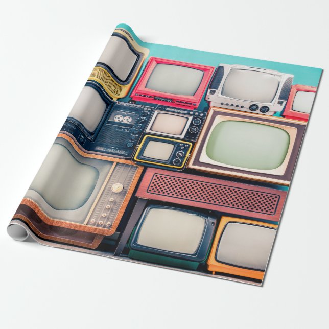 Retro TV receivers set from circa 60s, 70s and 80s Wrapping Paper (Unrolled)