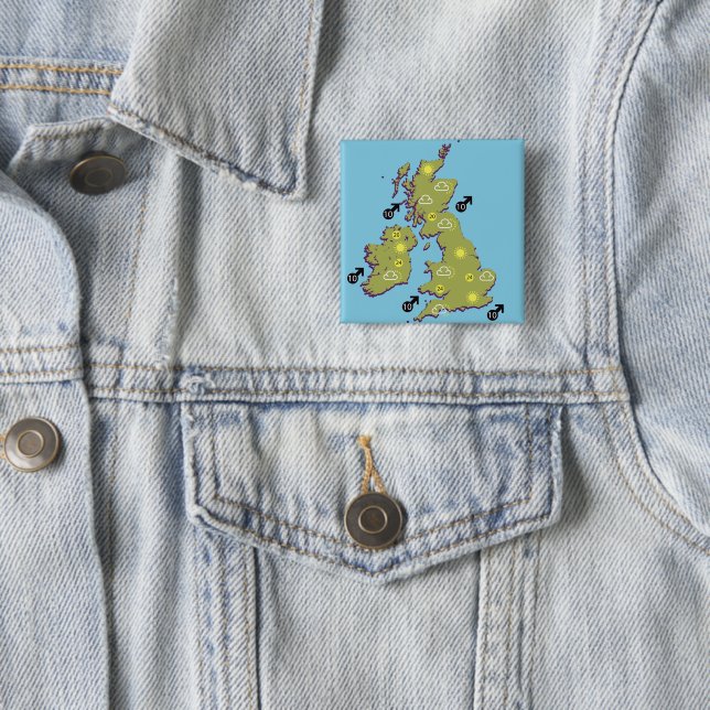 Retro TV Weather Map of the British Isles. Button (In Situ)