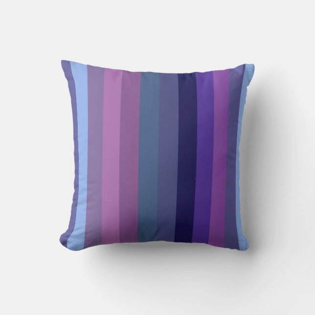 Retro Twilight Moody 70s Horizontal Stripes Throw Pillow (Front)
