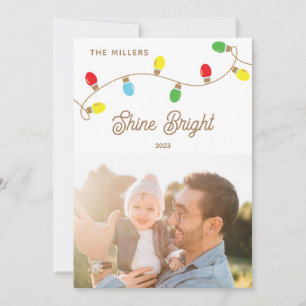 Retro Twinkle Christmas Lights Holiday Photo Card