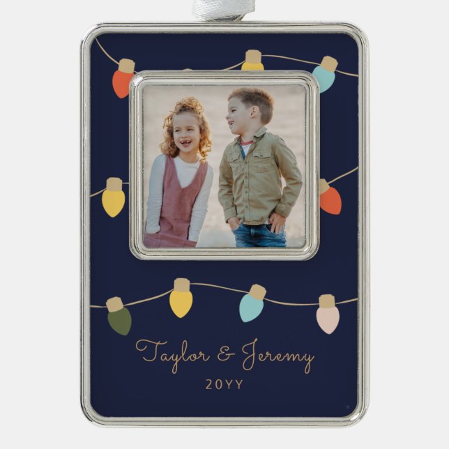 Retro Twinkle Lights Christmas Ornament (Front)