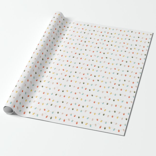 Retro Twinkle Lights Wrapping Paper (Unrolled)