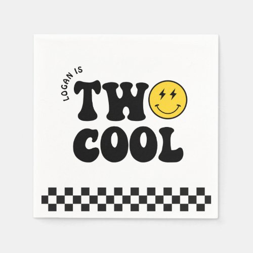 Retro Two Cool Boy 2nd Birthday Party Napkins