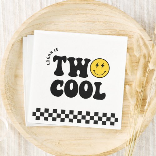 Retro Two Cool Boy 2nd Birthday Party Napkins