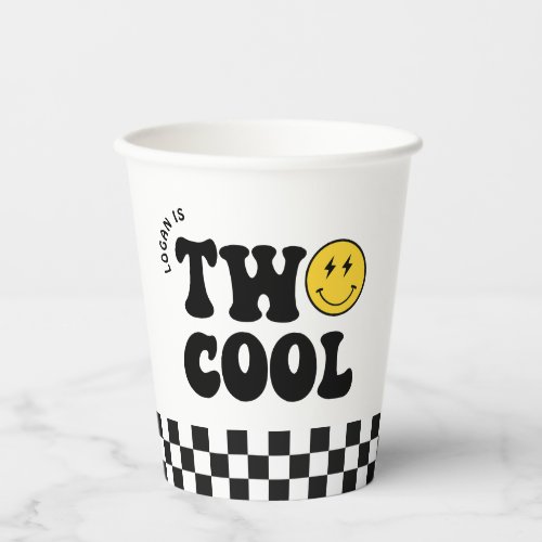 Retro Two Cool Boy 2nd Birthday Party Paper Cups