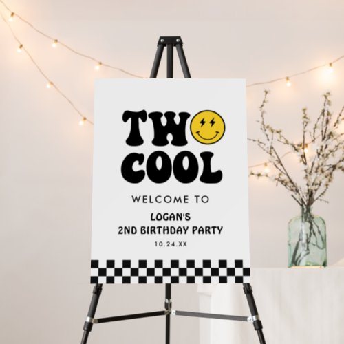 Retro Two Cool Boy Second Birthday Welcome Sign