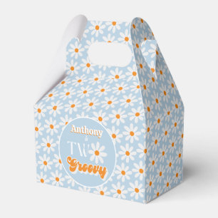 Retro Two Groovy Boys 2nd Birthday Favor Boxes