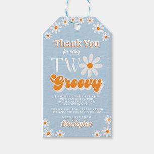 Retro Two Groovy Boys 2nd Birthday Gift Tags
