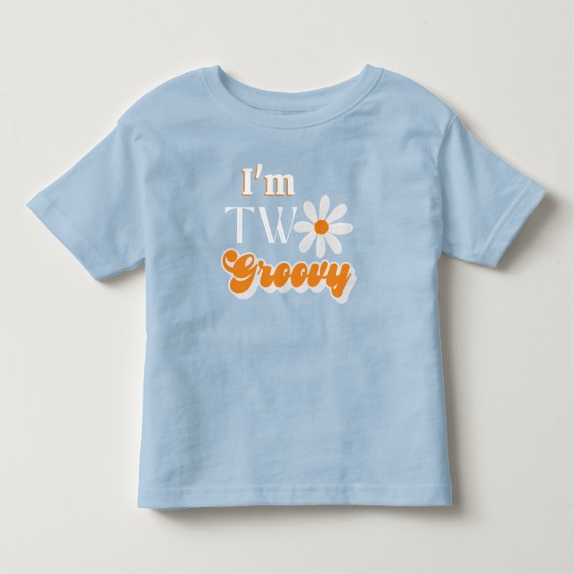 Retro Two Groovy Boys 2nd Birthday Toddler T-shirt (Front)