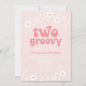 Retro Two Groovy daisy boho floral second birthday Invitation (Front)