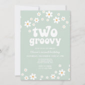 Retro Two Groovy daisy boho floral second birthday Invitation (Front)