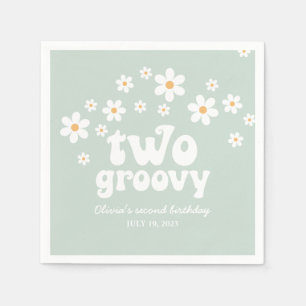 Retro Two Groovy daisy boho floral second birthday Napkins