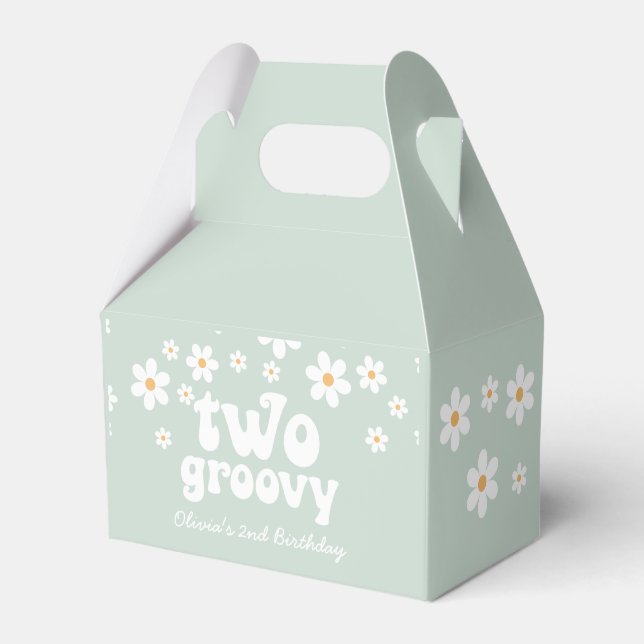 Retro two Groovy Daisy Favor Favor Box (Front Side)
