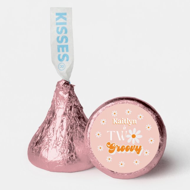 Retro Two Groovy Girls 2nd Birthday Hershey®'s Kisses® (Front)