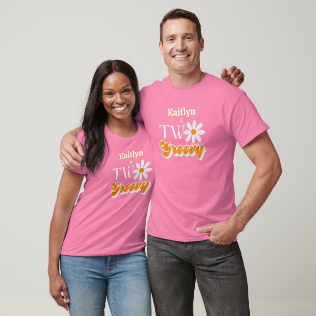 Retro Two Groovy Girls 2nd Birthday T-Shirt (Unisex)