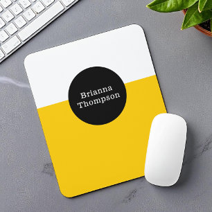 Retro Two Tone Color Block Deep Yellow Mouse Pad