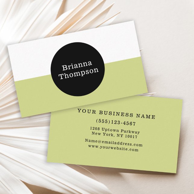 Retro Two Tone Color Block Lime Green Business Card (Creator Uploaded)