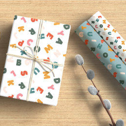 Retro Two Tone Playful Alphabet  Wrapping Paper Sheets