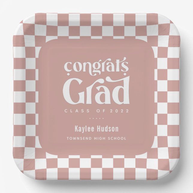 Retro Type Graduation Party Paper Plates (Front)