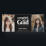 Retro Type Graduation Party Photo Banner<br><div class="desc">Congrats Grad. Retro Type Graduation Party photo banner. Features,  retro typography in white on black background color.</div>
