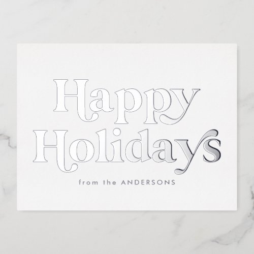 Retro Type Happy Holidays Non_Photo Silver Foil Holiday Postcard