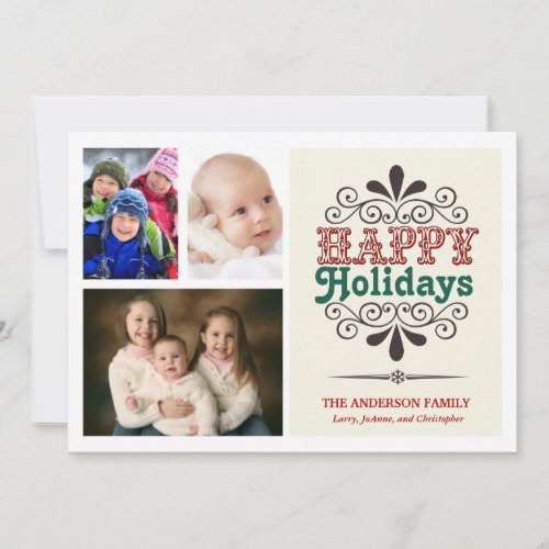 Retro Type Holiday 3_Photo Collage Flat Card