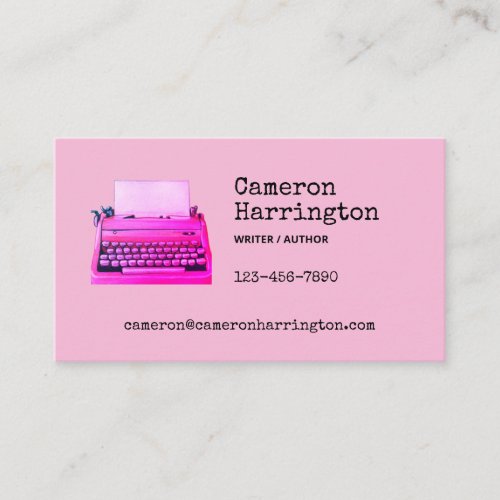 Retro Typewriter Cute Light Academia Girly Pink Business Card