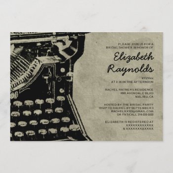 Retro Typewriter Keys Bridal Shower Invitations by topinvitations at Zazzle