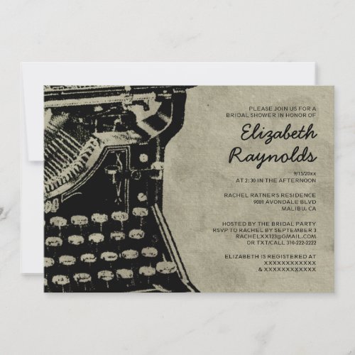 Retro Typewriter Keys Bridal Shower Invitations