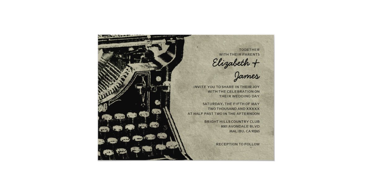 Retro Typewriter Keys Wedding Invitations