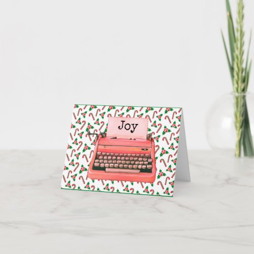 Retro Typewriter Kitschy Personalized Christmas  Note Card