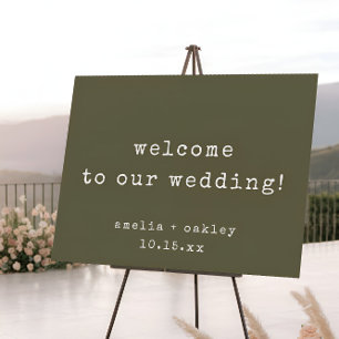 Retro Typewriter Olive Custom Wedding Welcome Sign