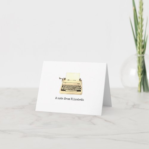 Retro Typewriter Personalized Chic Sepia Note Card